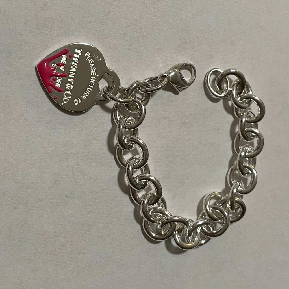Tiffany & Co. pink splash heart tag charm bracelet